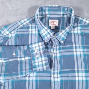 Brooks Brothers Red Fleece Shirt‎ Mens 2XL Plaid Button Down Long Sleeve Casual